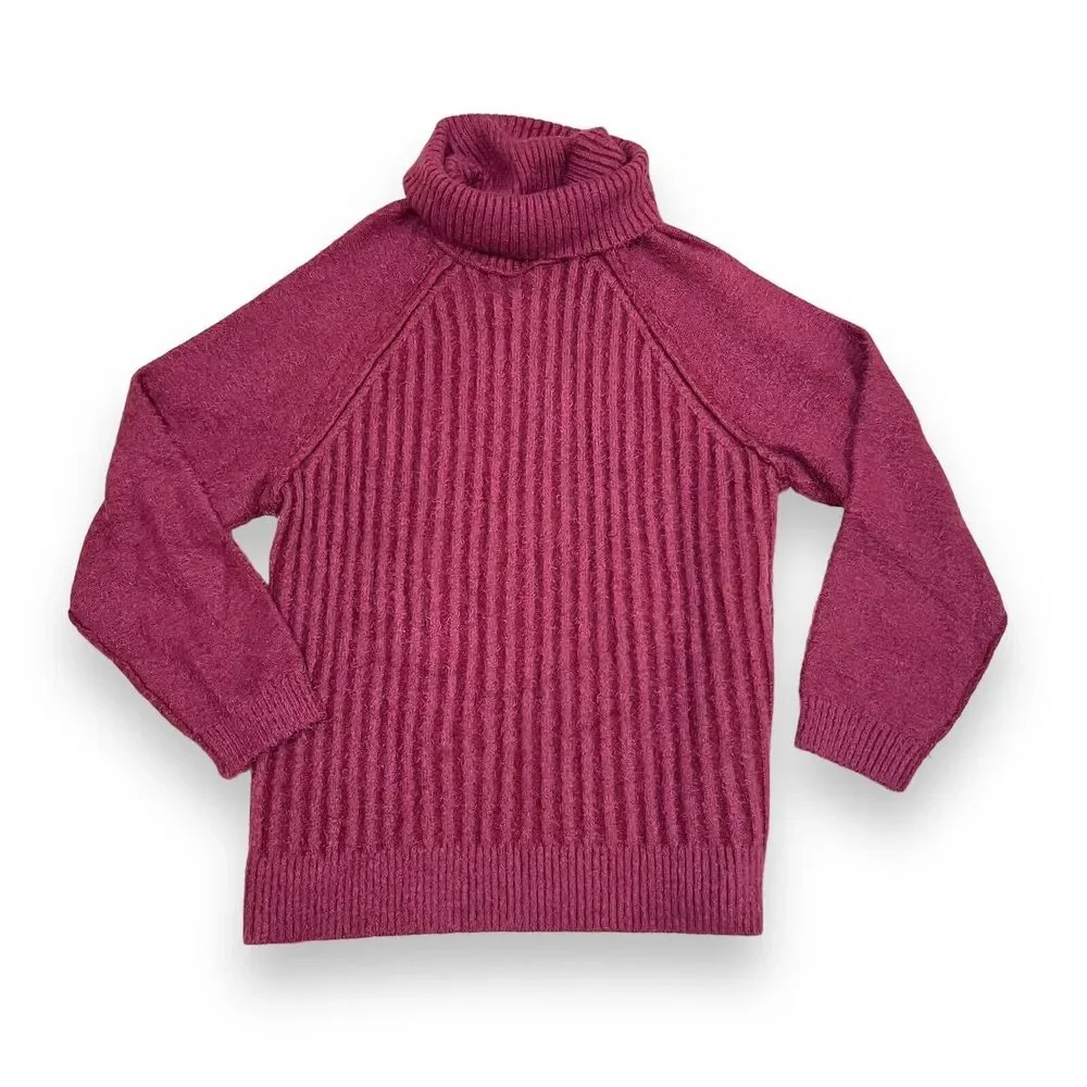 NWT Free People Big City Turtleneck Sweater Mulberry Size L Oversized Fuzzy $168